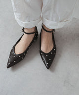 【最上もが着用】スタッズポインテッドストラップパンプス