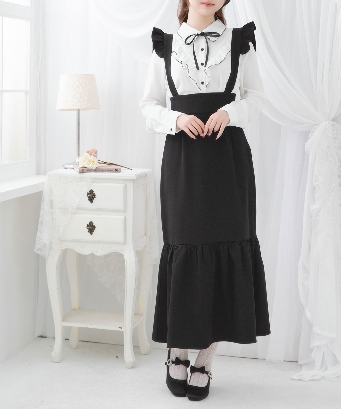 フリルサスペンダー付きマーメイドスカート【大きいサイズ有り