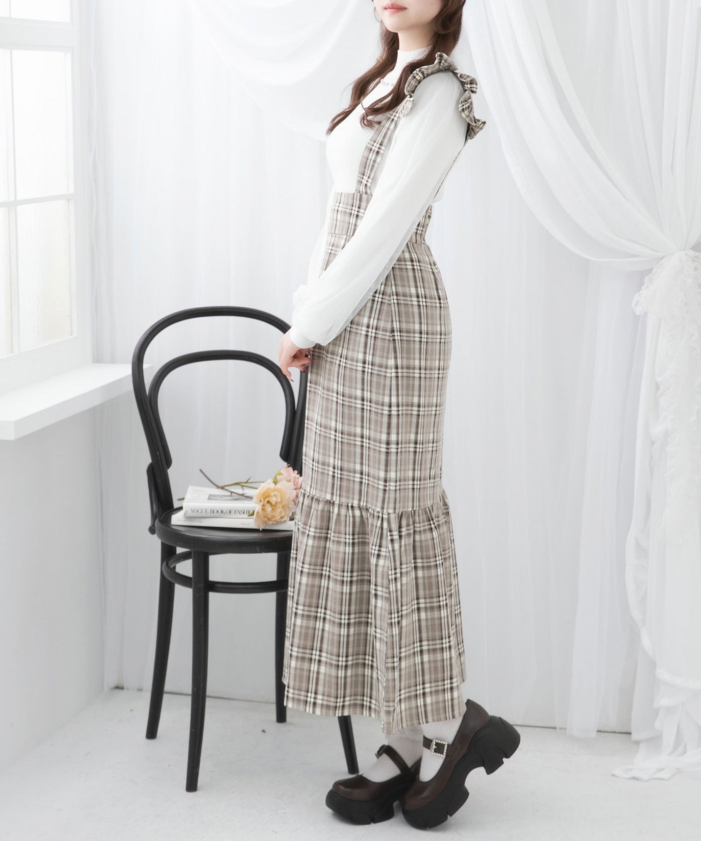 フリルサスペンダー付きマーメイドスカート【大きいサイズ有り