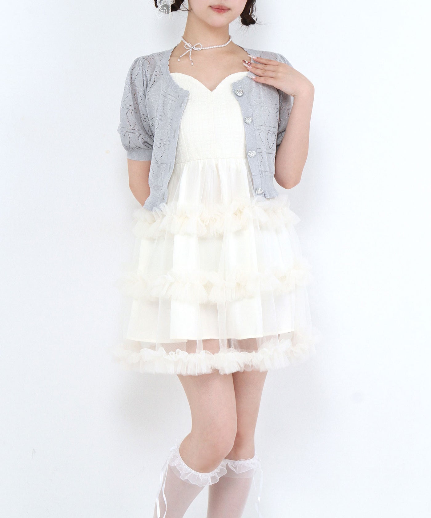 40 N°21 ドットチュール フリル キャミミニワンピ シースルー風 ドットチュールミニキャミワンピ | w closet(ダブルクローゼット