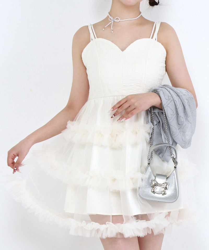 チュールフリルドールティアードチュニックキャミワンピース【大きい