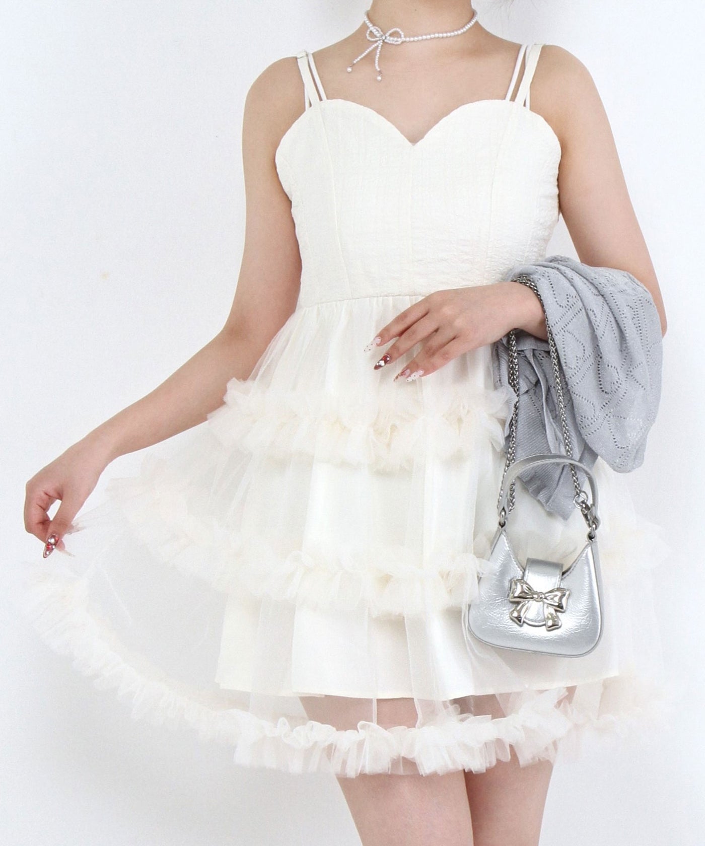 チュールフリルワンピース ラインフラワーチュールフリルワンピース｜PETAL ONLINE（ペタル