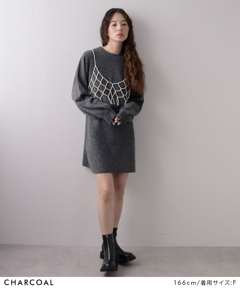 2wayニットカーデワンピースセット