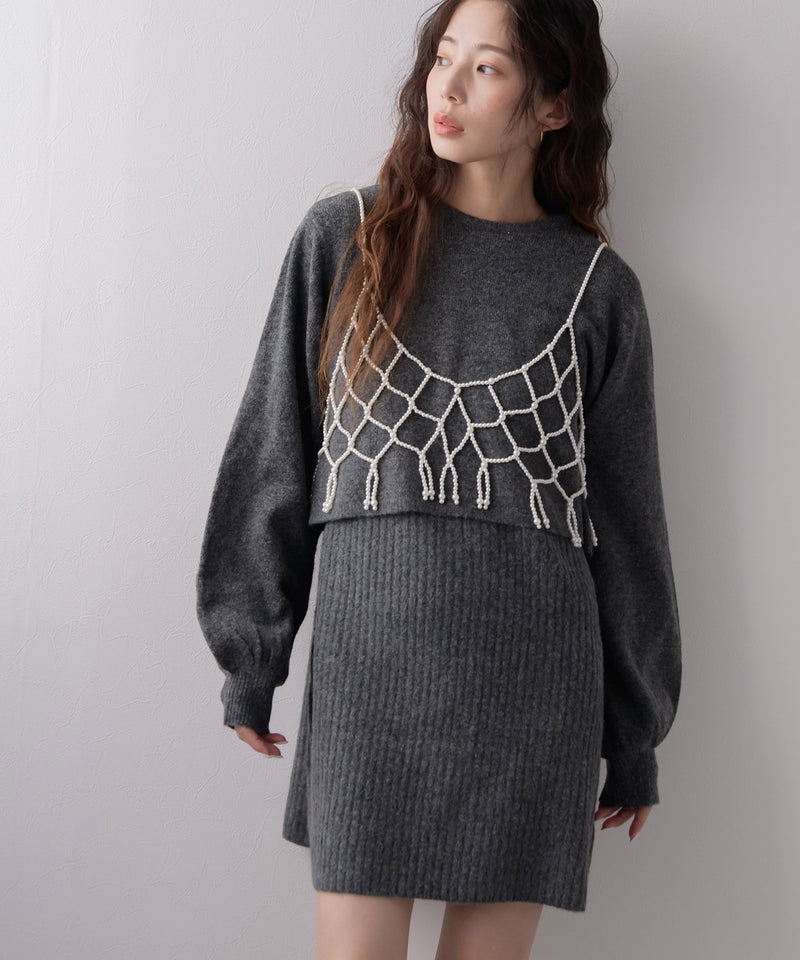 2wayニットカーデワンピースセット