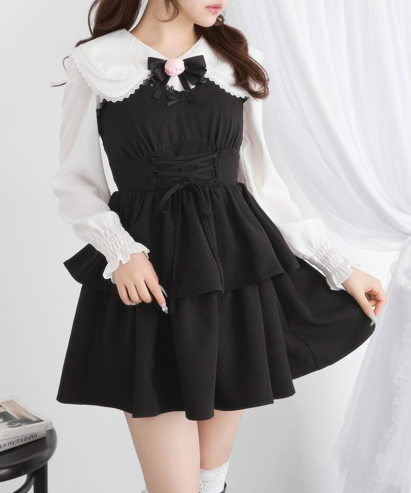 バラリボン付ガーリーブラウス【大きいサイズ有り】