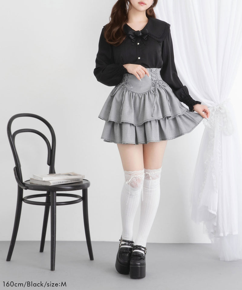 バラリボン付ガーリーブラウス【大きいサイズ有り】