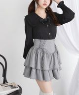 バラリボン付ガーリーブラウス【大きいサイズ有り】