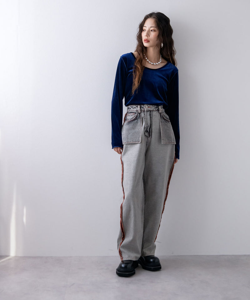 【最上もが着用】リバースミディアムデニムパンツ