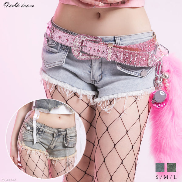 【SALE!!】d.i.a.レースショーパン ◇【110-140cm】裾フリルレースアップショートパンツ（ショート