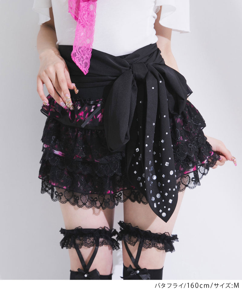 花柄レースティアードミニスカート【大きいサイズ有】 – レディース