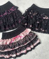 【9/17 11時まで限定価格】花柄レースティアードミニスカート【大きいサイズ有】