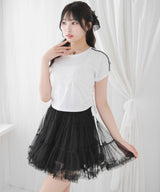 【メール便】サイドドロストラインストーンロゴTシャツ【大きいサイズ有り】