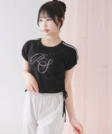 【メール便】サイドドロストラインストーンロゴTシャツ【大きいサイズ有り】
