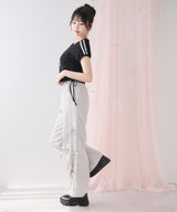 【メール便】サイドドロストラインストーンロゴTシャツ【大きいサイズ有り】