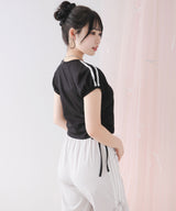 【メール便】サイドドロストラインストーンロゴTシャツ【大きいサイズ有り】