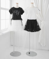 【メール便】サイドドロストラインストーンロゴTシャツ【大きいサイズ有り】