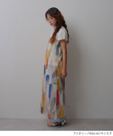【予約　8/13発送】【メール便】水彩アート総柄シアーキャミワンピース【SD】