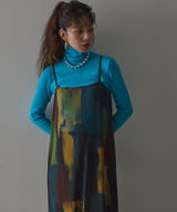 【メール便】水彩アート総柄シアーキャミワンピース