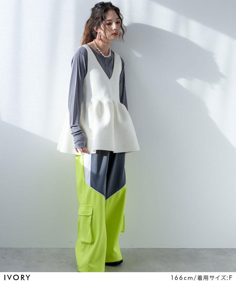 2wayペプラムベストトップス