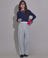 【メール便】裾コード刺繍チュールレイヤードパンツ