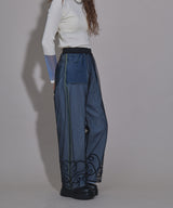 【メール便】裾コード刺繍チュールレイヤードパンツ