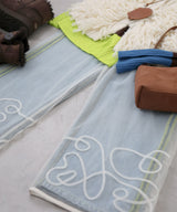 【メール便】裾コード刺繍チュールレイヤードパンツ