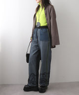 【メール便】裾コード刺繍チュールレイヤードパンツ