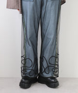 【メール便】裾コード刺繍チュールレイヤードパンツ