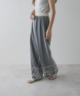 【メール便】裾コード刺繍チュールレイヤードパンツ