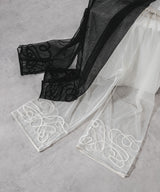 【予約　12/17発送】【メール便】裾コード刺繍チュールレイヤードパンツ