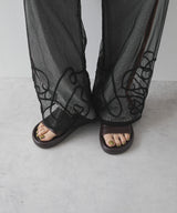 【メール便】裾コード刺繍チュールレイヤードパンツ