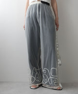 【メール便】裾コード刺繍チュールレイヤードパンツ