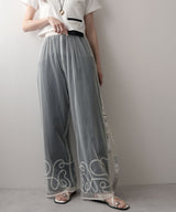 【メール便】裾コード刺繍チュールレイヤードパンツ