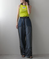 【メール便】裾コード刺繍チュールレイヤードパンツ