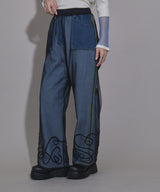 【メール便】裾コード刺繍チュールレイヤードパンツ