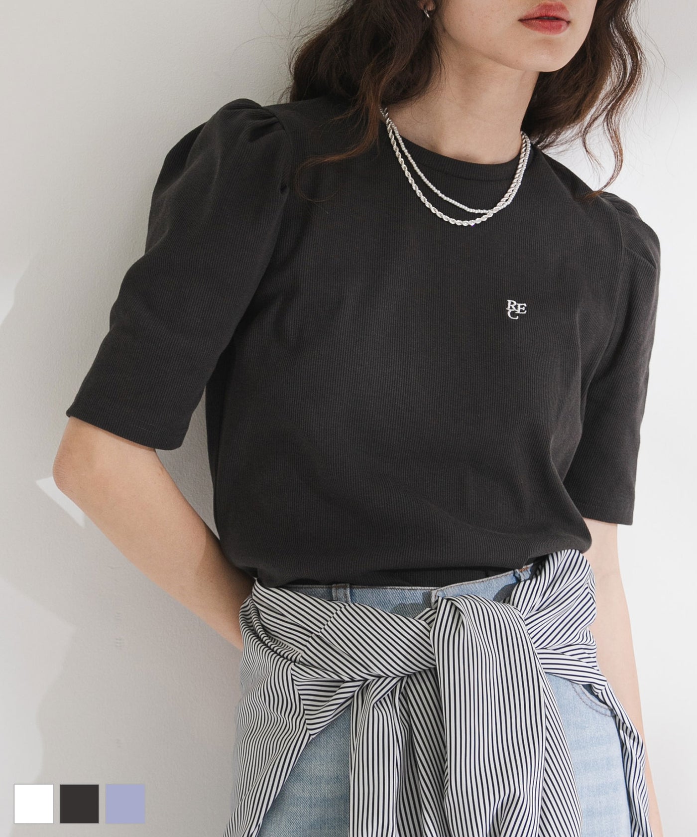 パフスリーブロゴ刺繍Tシャツ – レディースファッション通販の夢展望 