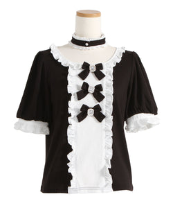 チョーカー付きリボンカットソー