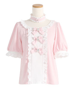 チョーカー付きリボンカットソー