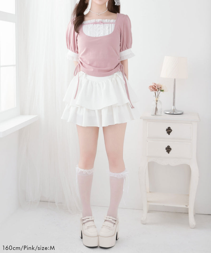 【メール便】フリルリボンカットソー