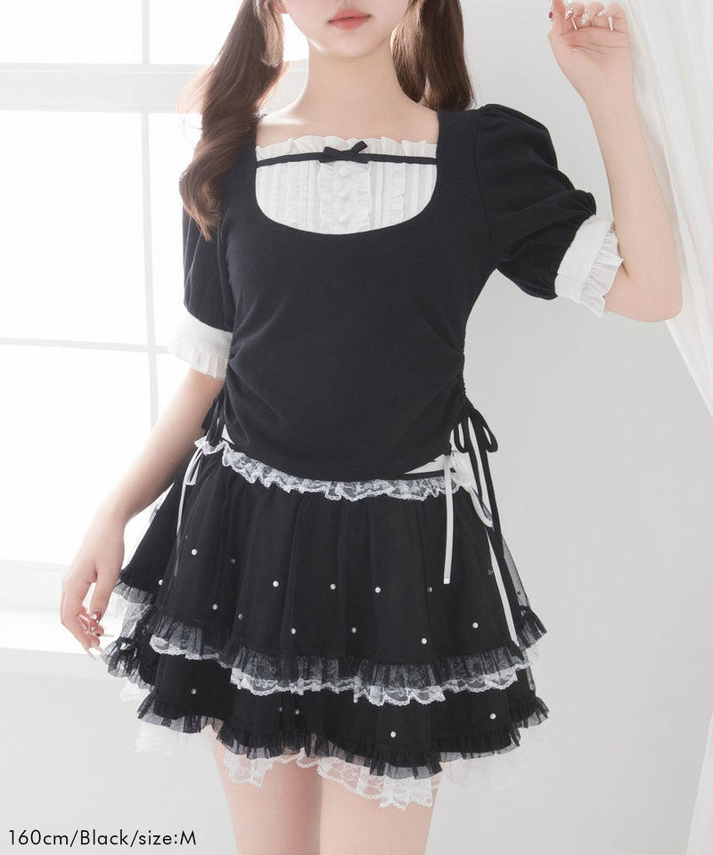 【メール便】フリルリボンカットソー