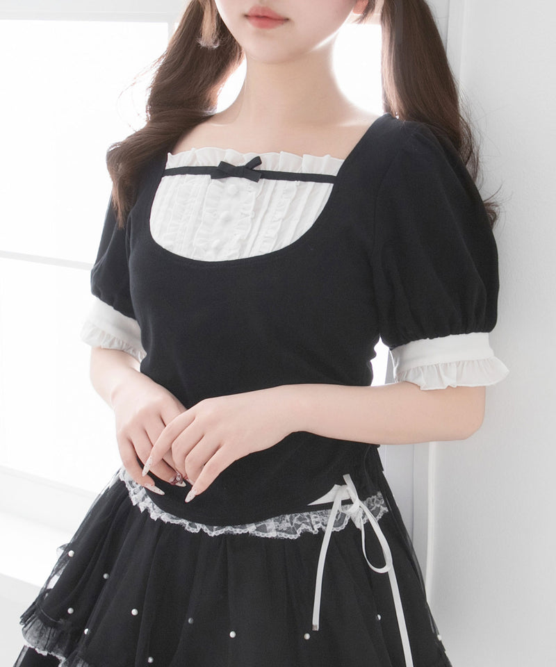 【メール便】フリルリボンカットソー