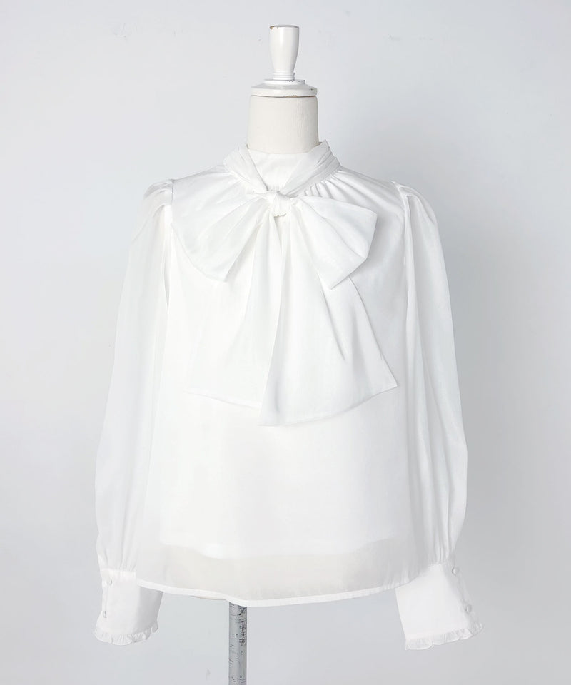 【美品】トゥモローランド オーガンジー シアー ボウタイ ブラウス 長袖 オーガンジーシアーボウタイブラウス | ENBLANC
