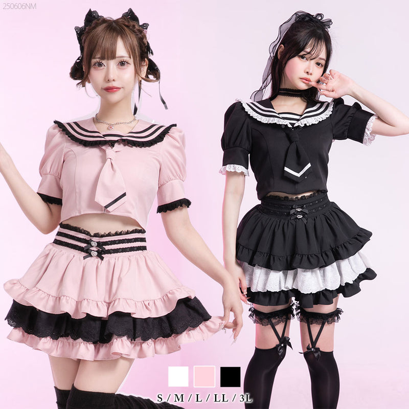 美品☆kryclothingフリルセーラートップス黒×紫