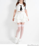 フリルセーラーカラークロップド丈半袖トップス【セットアップ可】【大きいサイズ有】