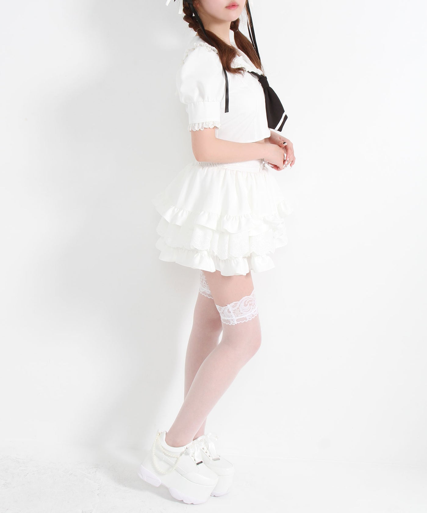 milklim 襟付きタンクトップ インナー セーラー 古着 ゆめかわ ねこモチーフセーラー襟セットアップ | Maiden's Rêve