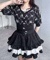 レースフリルティアードミニスカパン【セットアップ可】【スカート】【大きいサイズ有】