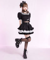 レースフリルティアードミニスカパン【セットアップ可】【スカート】【大きいサイズ有】