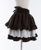 レースフリルティアードミニスカパン【セットアップ可】【スカート】【大きいサイズ有】