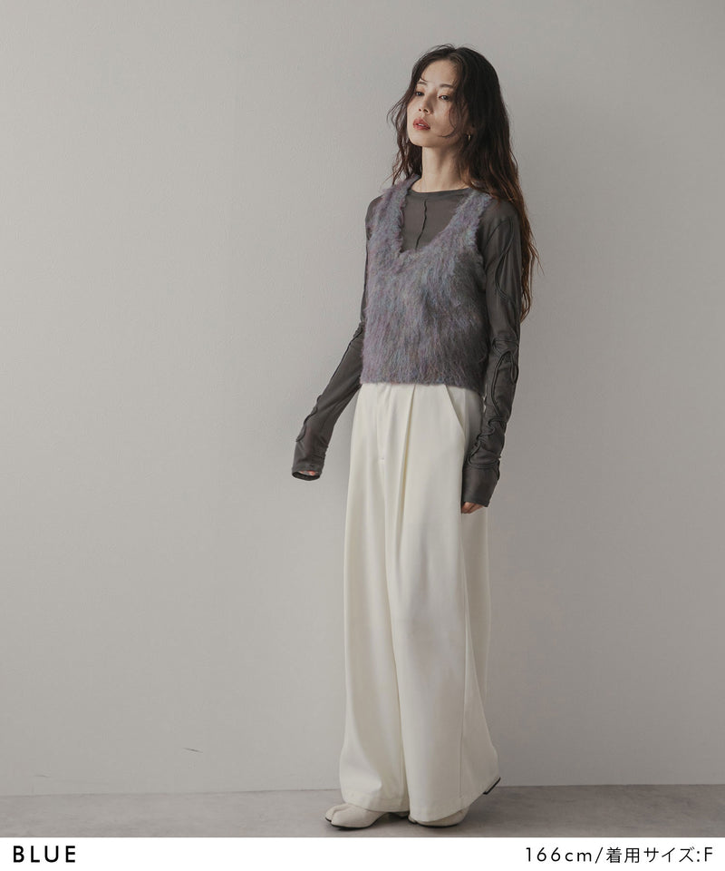 ミックスシャギーニットビスチェ