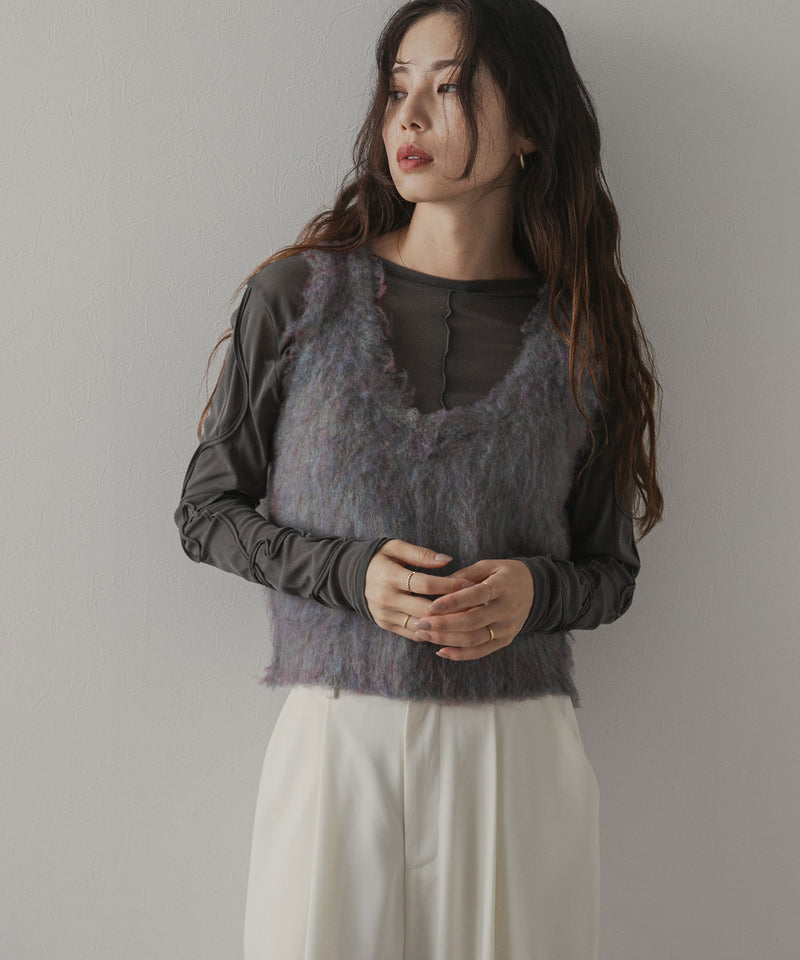 ミックスシャギーニットビスチェ